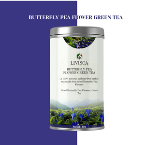 Livisca Butterfly Pea Flower Green Tea: A Cup of Calm, Beauty, and Wellbeing.