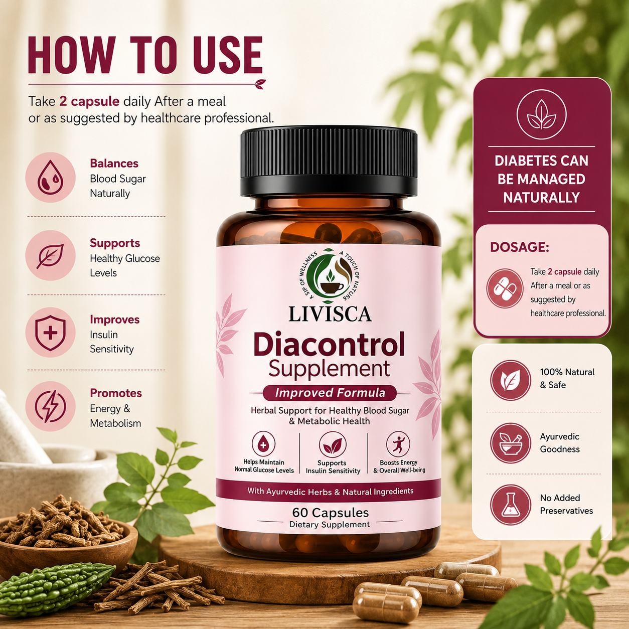 Diacontrol Supplement – Improved Formula (60 Veg Capsules)