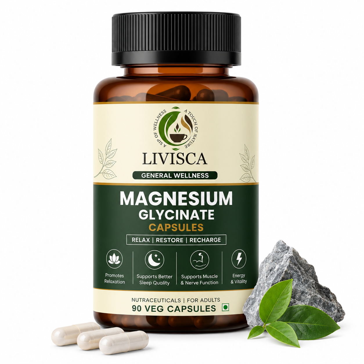 Magnesium Glycinate Capsules – 90 Veg Capsules