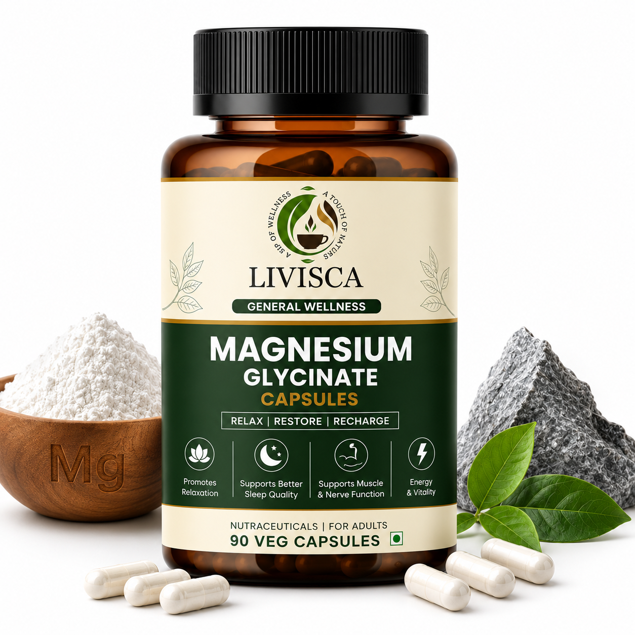 Magnesium Glycinate Capsules – 90 Veg Capsules