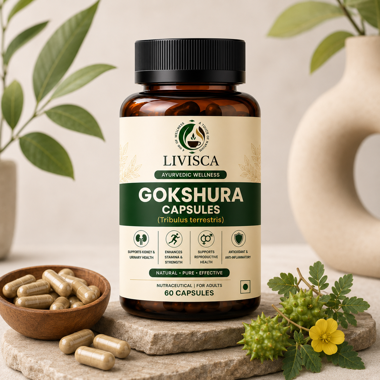 Gokshura Capsules (Tribulus terrestris) – 60 Natural Capsules