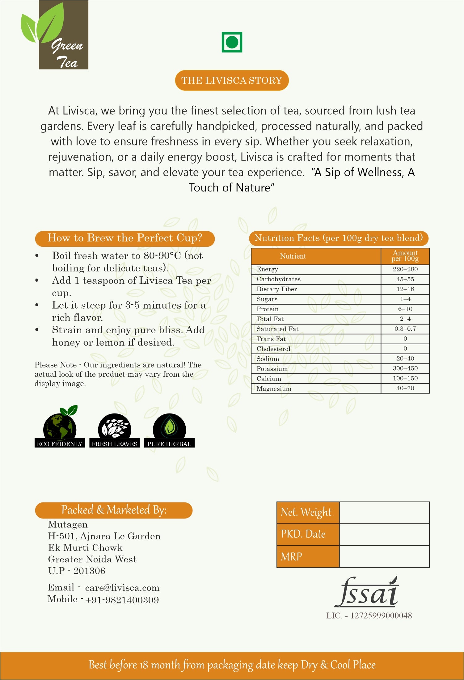 LIVISCA fatty liver green tea 