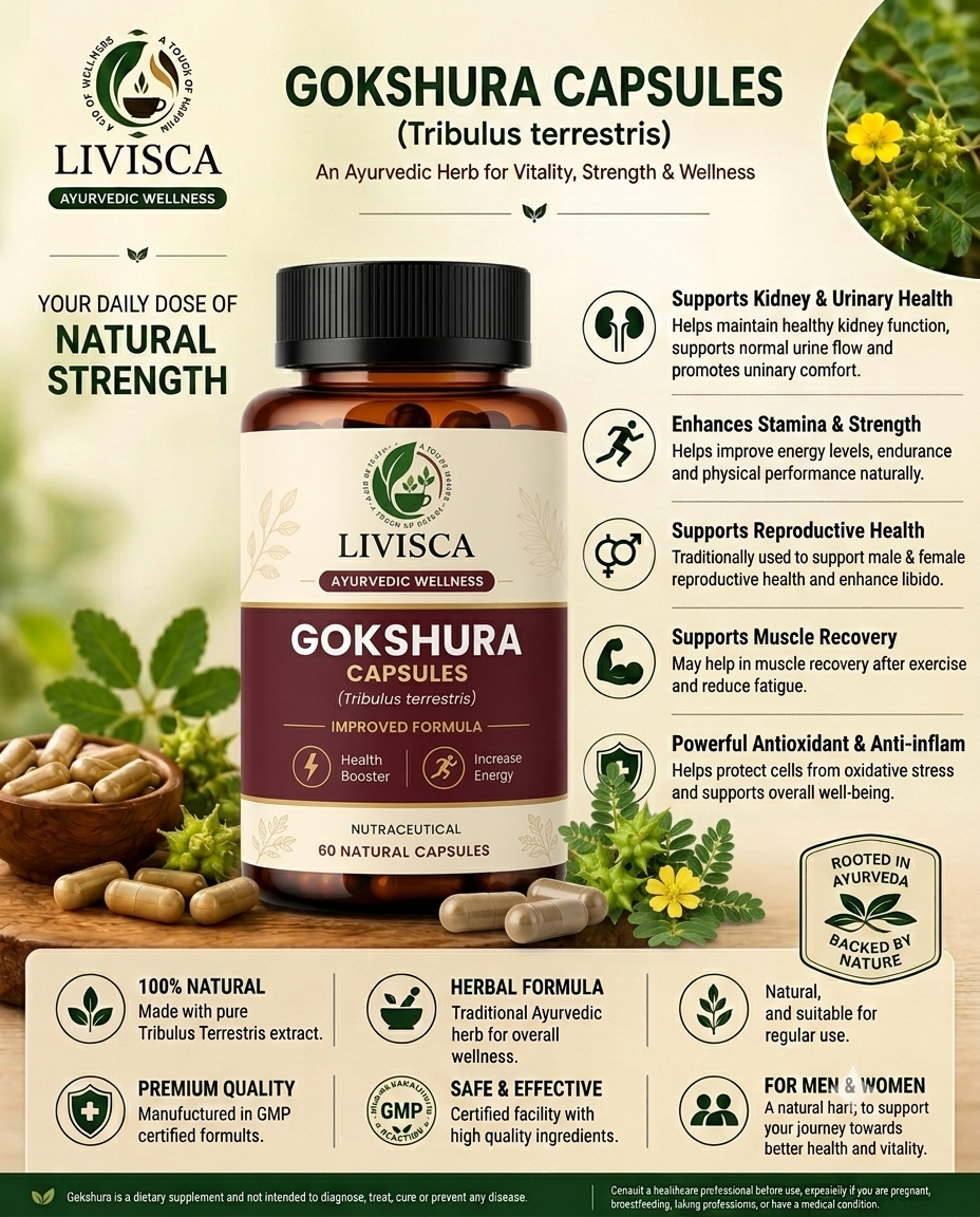 Gokshura Capsules (Tribulus terrestris) – 60 Natural Capsules