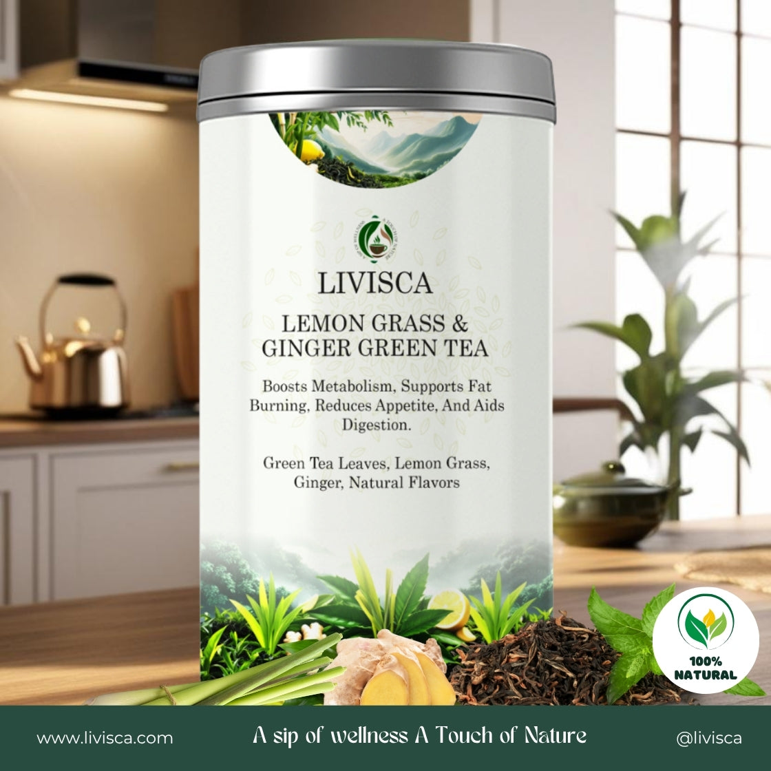LIVISCA lemon grass & ginger green tea 