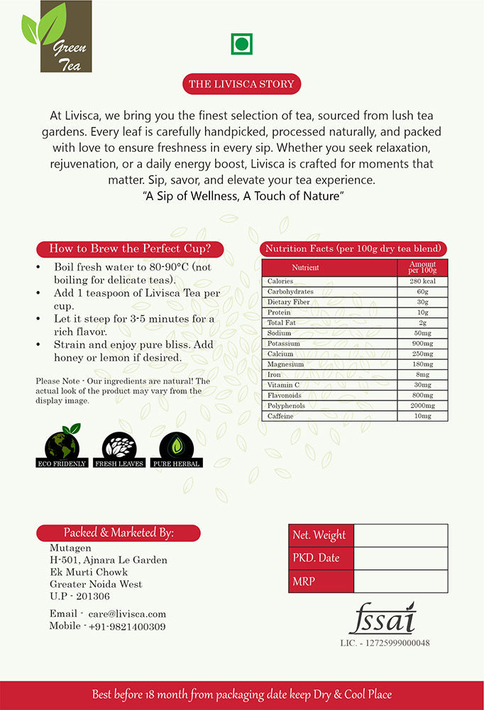 LIVISCA blood pressure care green tea 