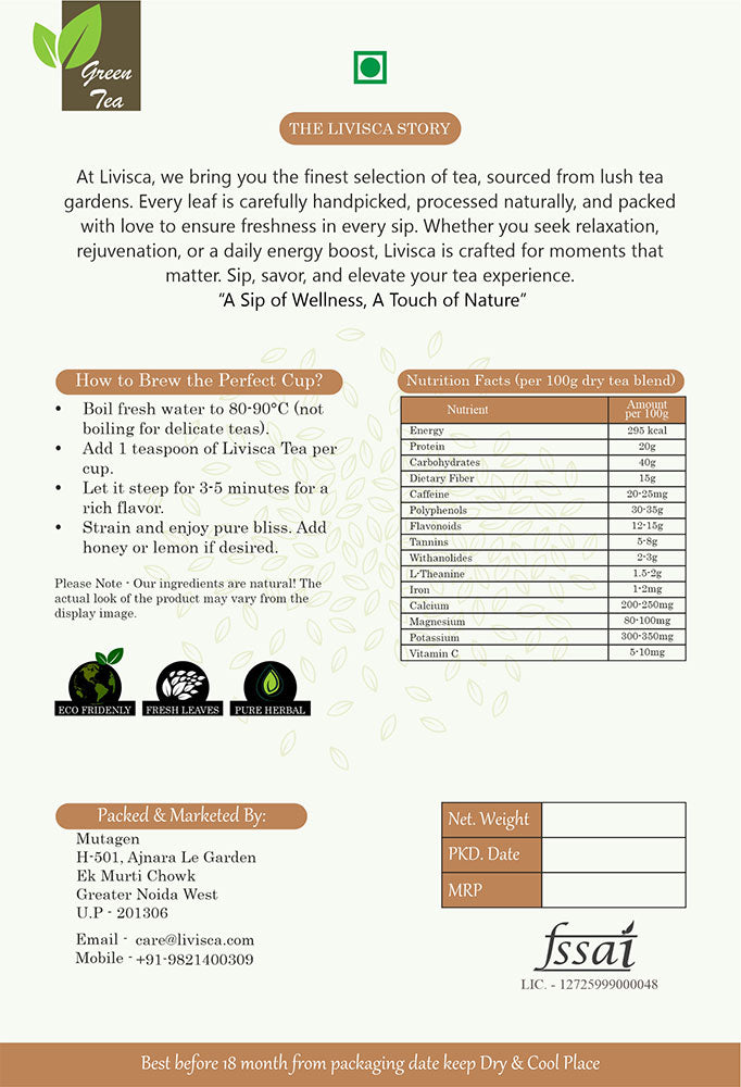 LIVISCA Ashwagandha & Green Tea 