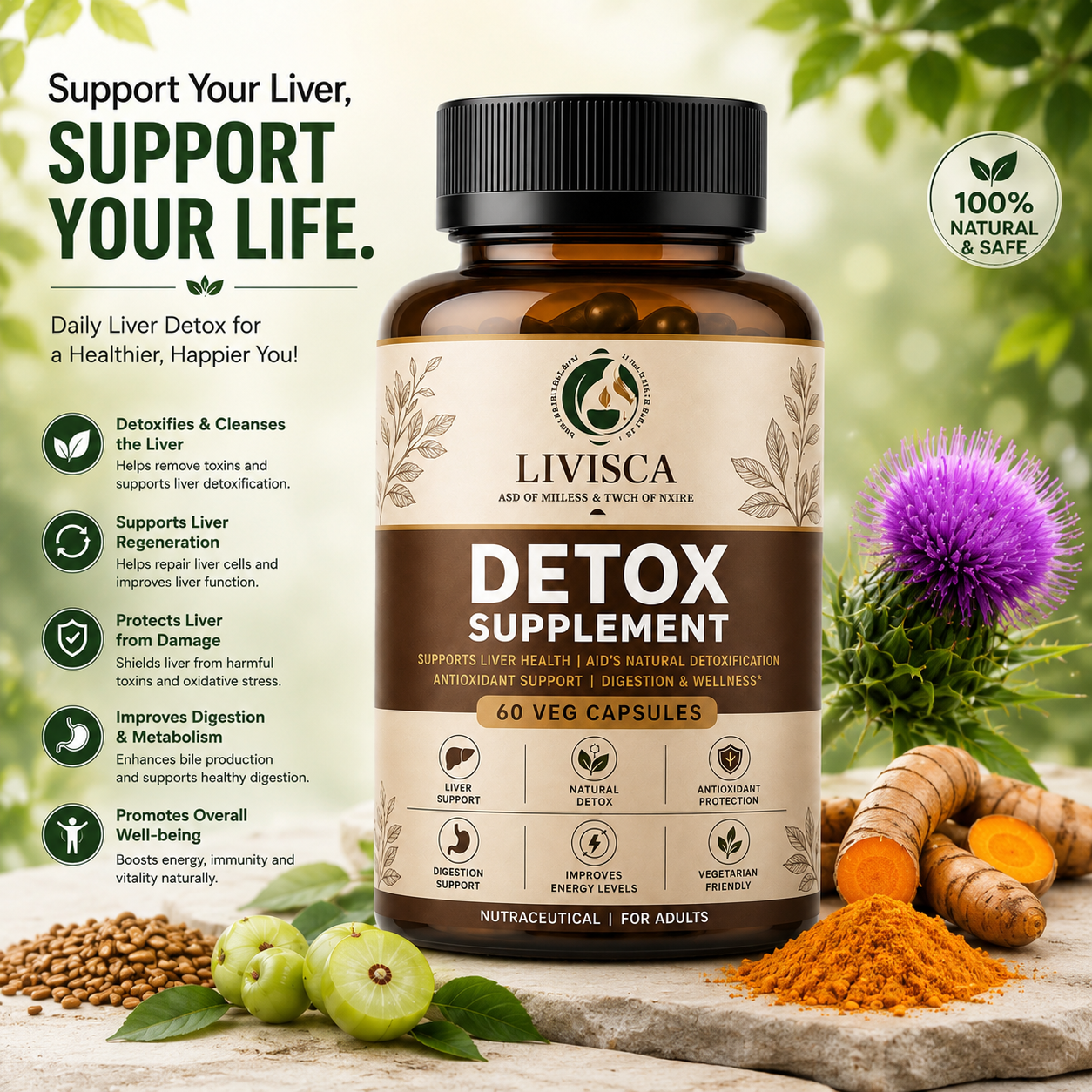 Detox Supplement – Liver Health & Natural Detox Support | 60 Veg Capsules