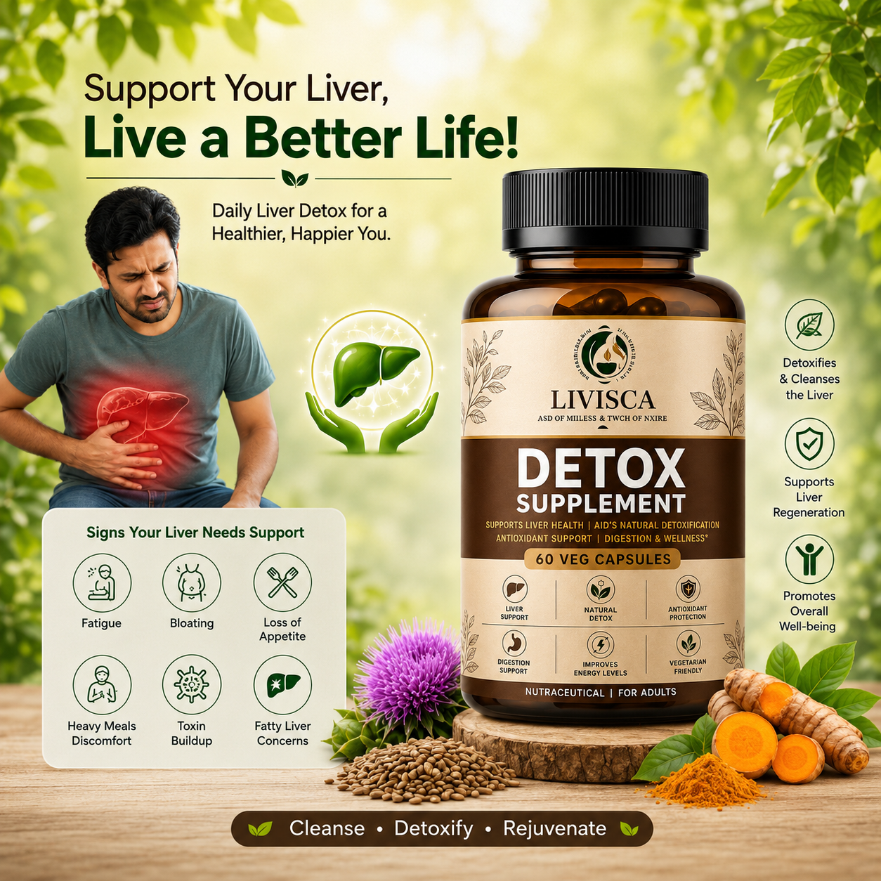 Detox Supplement – Liver Health & Natural Detox Support | 60 Veg Capsules