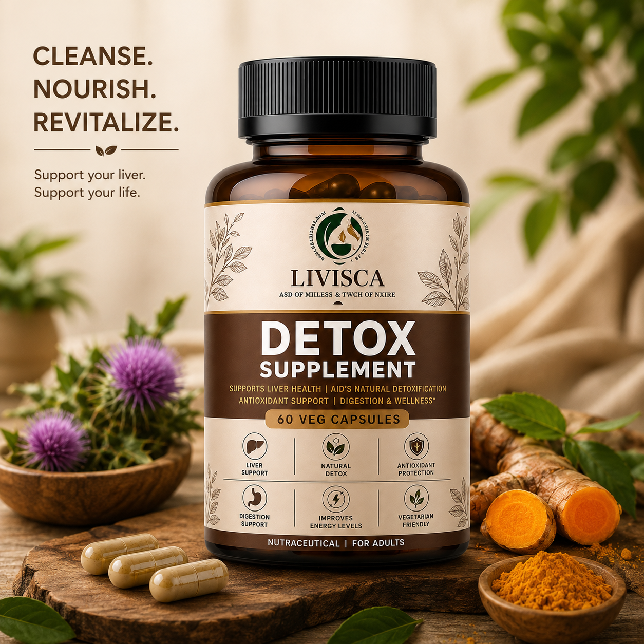 Detox Supplement – Liver Health & Natural Detox Support | 60 Veg Capsules